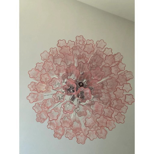 Lámpara de techo de cristal rosa estilo Tronchi Murano, estilo araña.