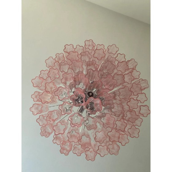 Image 1 of Lámpara de techo de cristal rosa estilo Tronchi Murano, estilo araña.