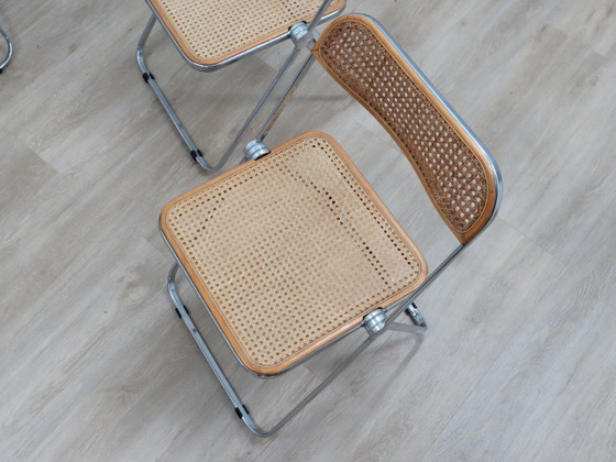 Image 1 of Set aus 4 Plia-Stühlen aus Holz und Wiener Stroh von Castelli aus den 1970er Jahren