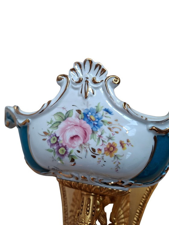 Image 1 of EXCLUSIVE SET: 8 "F.B.A.I. & TICHE" Wall Lights – Gold-Plated Brass and Cobalt Blue Porcelain