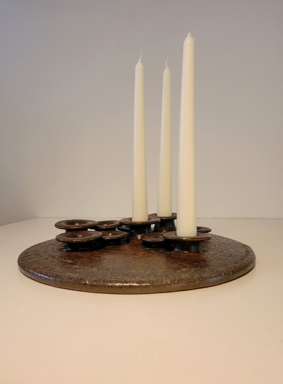 Image 1 of Brutalist ceramic candle holder by Rudi Stahl 1970