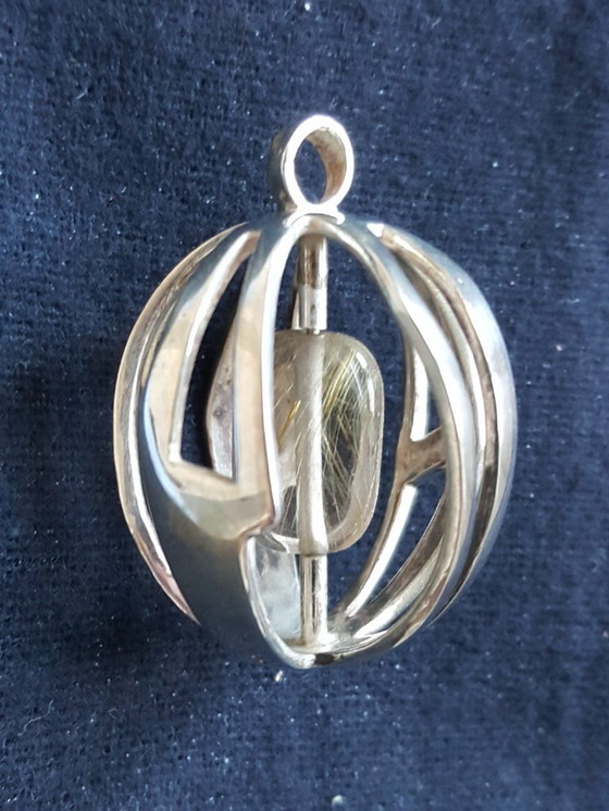 Image 1 of Jewelry: pendant, silver and rock crystal, unique, 1960s