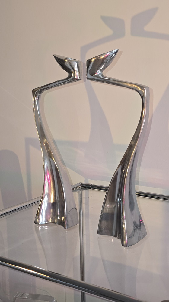 Image 1 of Original Matthew Hilton "Swan" Candlesticks (33cm) – Design icon SCP