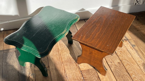 Image 1 of 2 mini Vintage WOODEN TABOURETS