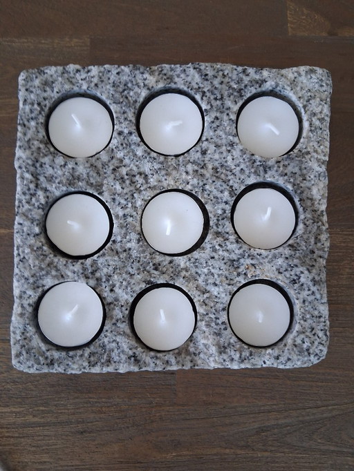 Tealight holder made of rough cut granite