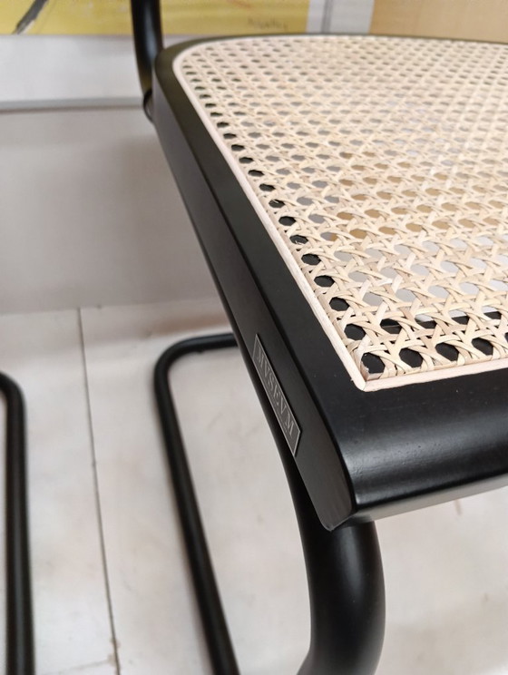 Image 1 of ALIVARMVSEVM 104. SET of 2 CESCA B32 Chairs (NEW) in Black Frame Limited Edition 