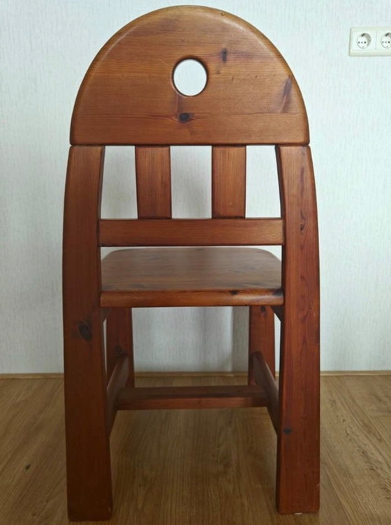 Image 1 of Table and 4 chairs Scandinavian 70s solid pine brutalism/rustic modern