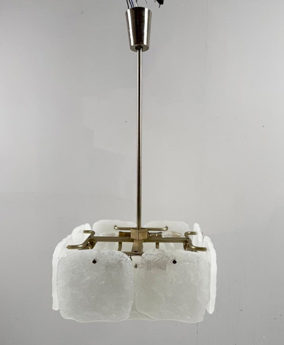 Image 1 of Lampe en verre glacé/plafonnier de J.T. Kalmar pour Kalmar Franken, modèle : Bernstein, Autriche, années 1960