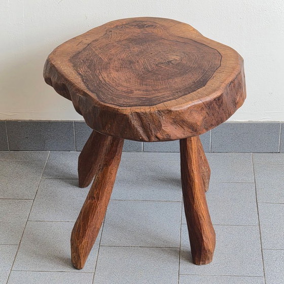 Image 1 of Brutalist side table, 1970s, oak, DLG Jean Touret, Marolles