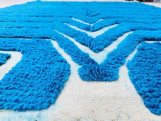 Alfombra marroquí Beni Ouraine hecha a mano, azul tradicional, tamaño 2/3 m – Aime Té, Wool (photo 2 of 9)