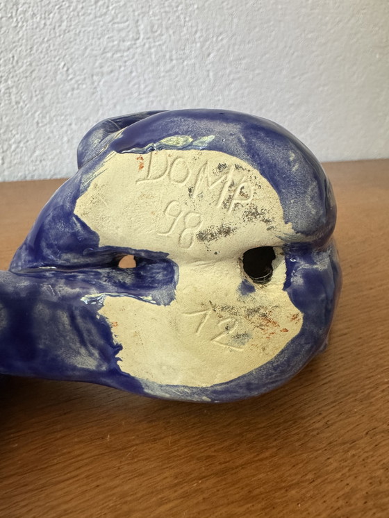 Image 1 of Sculpture Nue Stylisée Céramique Bleu