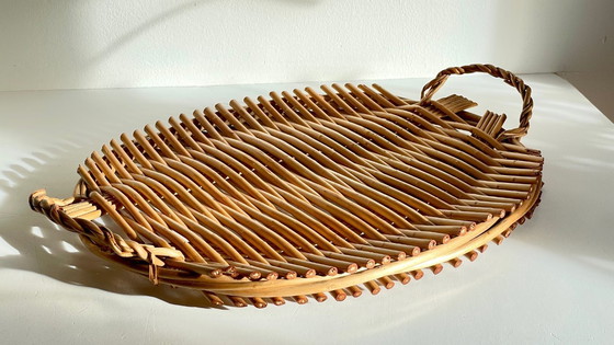 Image 1 of Vassoio di presentazione in rattan vintage