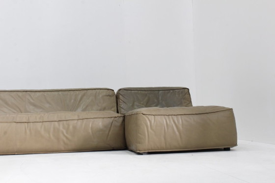 Image 1 of Vintage modulaire sofa groen leer van Verzelloni, Italië, jaren 90 