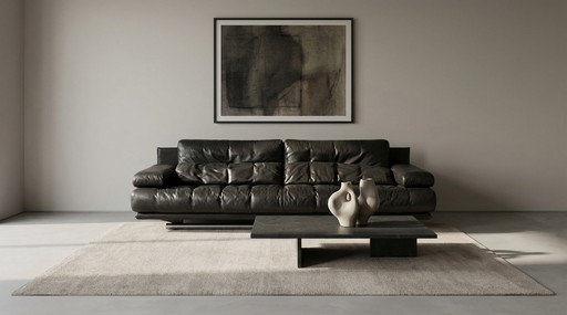 Sofá de cuero de tres plazas Rolf Benz 6500 vintage