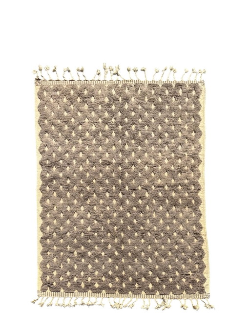 Tapis de laine marocain Boho 180x270 cm - Tons neutres avec motifs de losanges