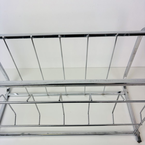 Image 1 of Porta LP/porta dischi cromato vintage Art Déco di metà secolo