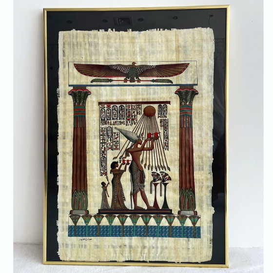 Two signed Egyptian paintings on papyrus – Paintings & Drawings, Other, Paper (photo 2 of 18)