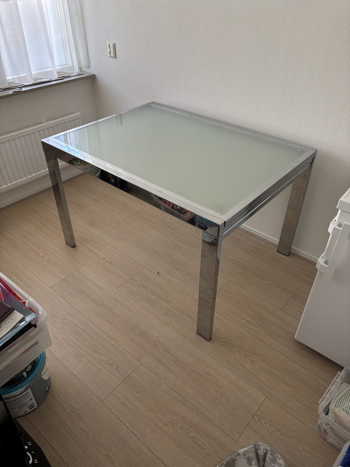 Glazen uitschuifbare eettafel 