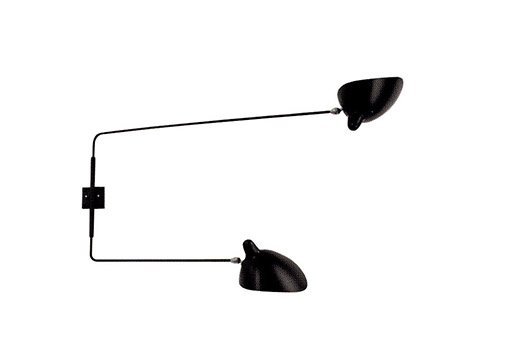 Image 1 of Serge Mouille Lampada da parete a 2 bracci dritti orientabili