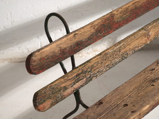 Panca antica in ferro e legno di pino – Europa Centrale, circa 1920 – Panche, Iron, Rustic (photo 26 of 40)