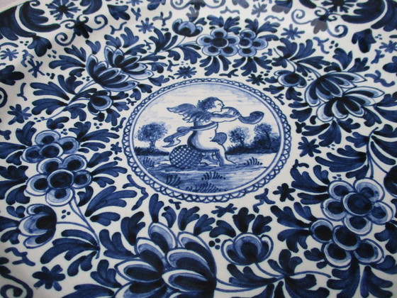 Image 1 of Cerámica antigua de Delft, plato y cuenco azul y blanco, cerámica antigua de Delft, pintados por P.H.v. Praag.