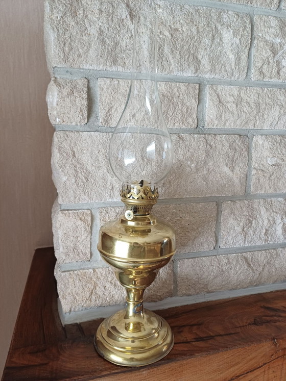 Lampada a petrolio antica in ottone, Lempereur & Bernard, Oggetti decorativi, Rame, Giallo (foto 5 di 10)