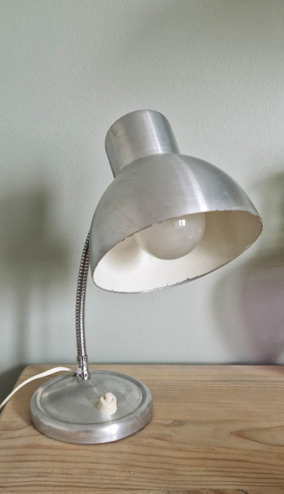 Image 1 of Industrial-style casserole-style lamp - Brushed aluminum - 1960s
