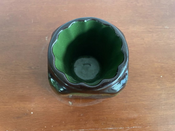 Image 1 of Arnhemsche Fayencefabriek - Zwei quadratische Kerzenständer aus glänzendem Steingut im Jugendstil