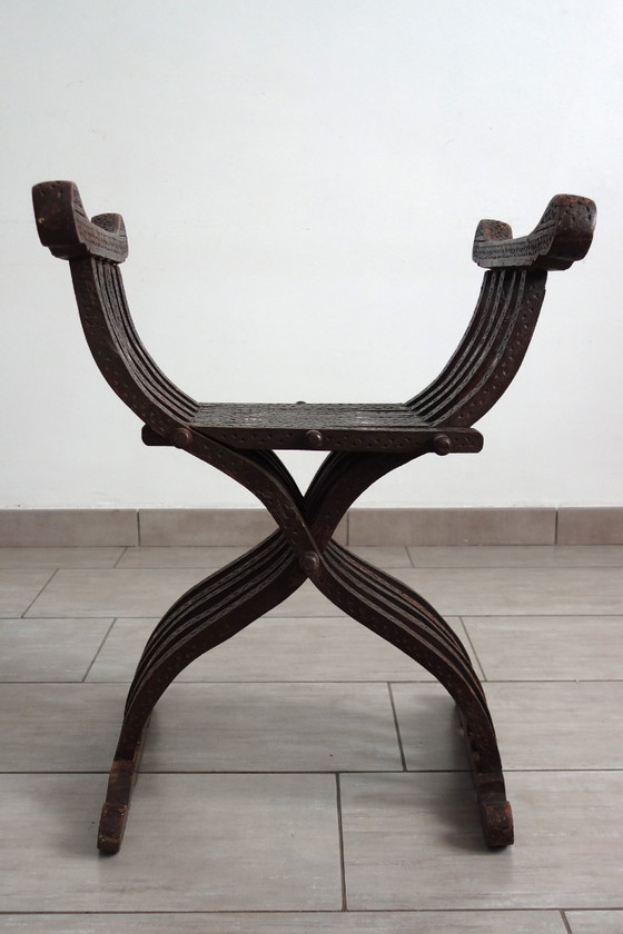 Sedia curule siriana noce e madreperla XIX secolo – Sedie da camera, Legno, Altro (photo 2 of 15)
