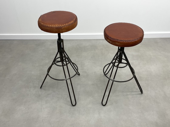 Image 1 of Set of 2 adjustable industrial stools