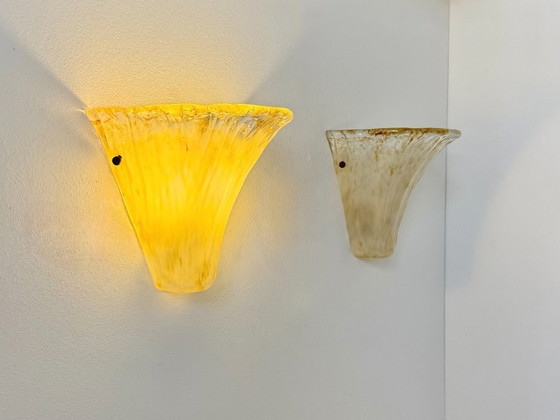 Image 1 of Paar antike Wandleuchten aus Muranoglas, Italien, 1980