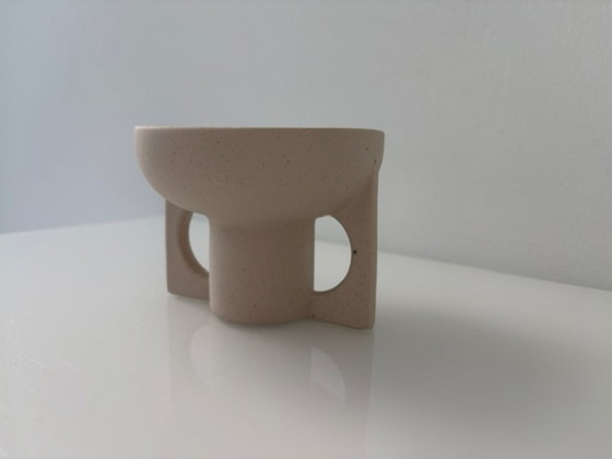 Portacandele di design in ceramica color sabbia moderno minimalista, Beige (foto 9 di 11)