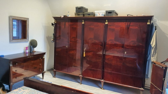 Image 1 of Vintage slaapkamer : dubbel bed met nachtkastjes + grote kleerkast + dressoir + dressboy