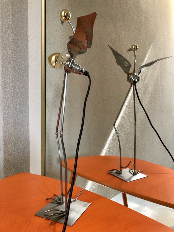 Image 1 of Vintage tafellamp goud Vogel van Stubenrauch 2 stuks