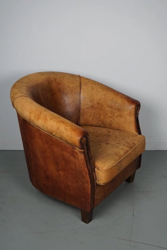 Image 1 of Vintage Nederlandse cognackleurige leren clubfauteuil