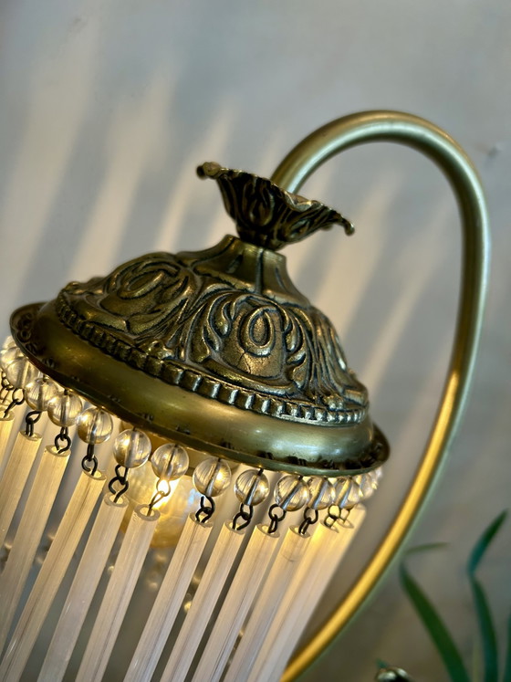 Set of 2 1920s table lamps with opaline rods, Italian – Copper, Crystal (photo 3 of 5)