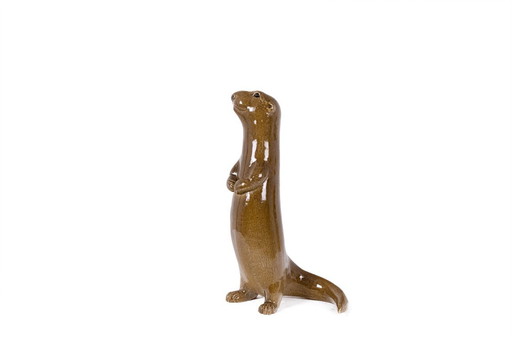 Valérie Courtet, Otter in chamotte and glazed stoneware. Contemporary work
