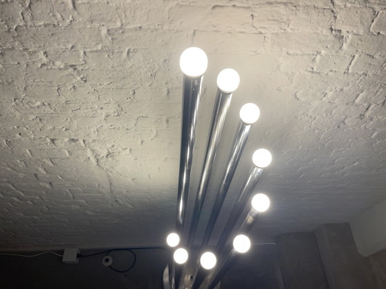 Image 1 of Lampe à tuyau d'orgue Reggiani du milieu du siècle, chrome