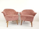 Due sedie da cocktail rosa | Rib Artifort con nuova imbottitura