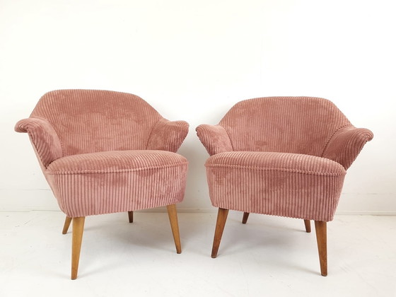 Image 1 of 2 Rosa Cocktail Stühle | Neu gepolstert Rippe Artifort