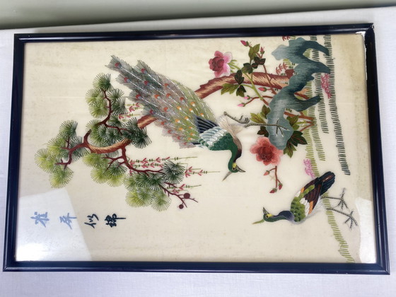 Image 1 of Antieke zijden draadschildering