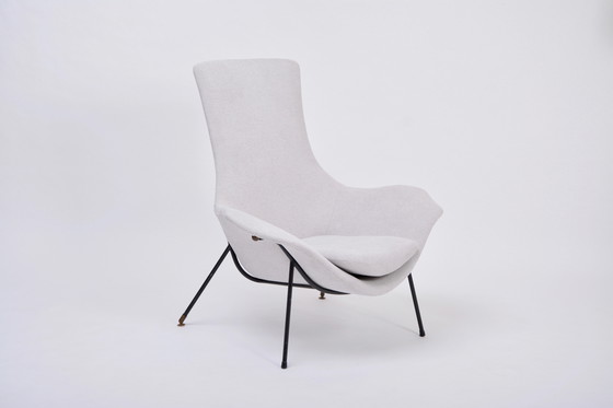 Image 1 of Chaise longue grise italienne du milieu du siècle par Augusto Bozzi pour Saporiti