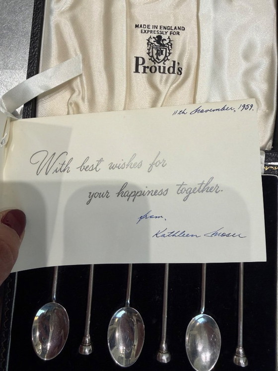 Henry Clifford Davis – 6 Cuillères à Moka en Argent Sterling 925 & Émail – Proud’s – 1959 – Jamais Utilisées (photo 4 of 18)