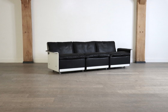 Image 1 of Dieter Rams Model 620 Three Seater Sofa in Black Leather for Vitsoe 1980s