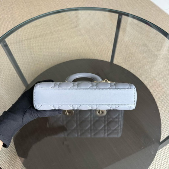 Image 1 of DIOR LADY D-JOY SMALL - CANNAGE LAMBSKIN GRAY GOLD HARDWARE