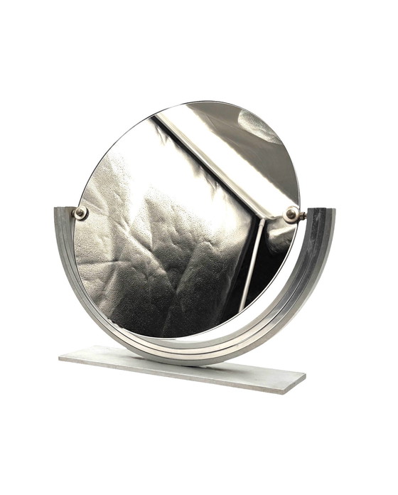 Image 1 of Mid-Century Nickel-Plated Brass Table Mirror / Vanity, Gaetano Missaglia Italy 1960s
