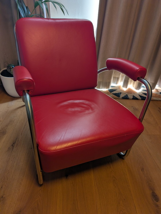 The Dutch Seating Company Dyker 20 Design Fauteuil – Rood Leer & Chroom – Leather (photo 3 of 9)
