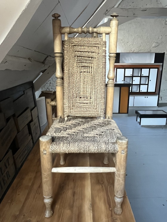 Image 1 of 6 Stühle aus Holz und Seil, die Adrien Audoux und Frida Minet zugeschrieben werden