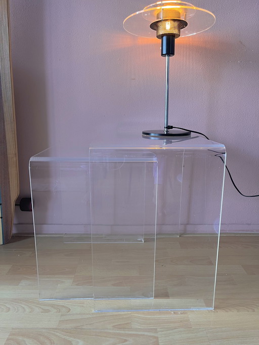 Nesting Tables Acrylic Vintage 60s 70s Seventies Sixties Tables Set