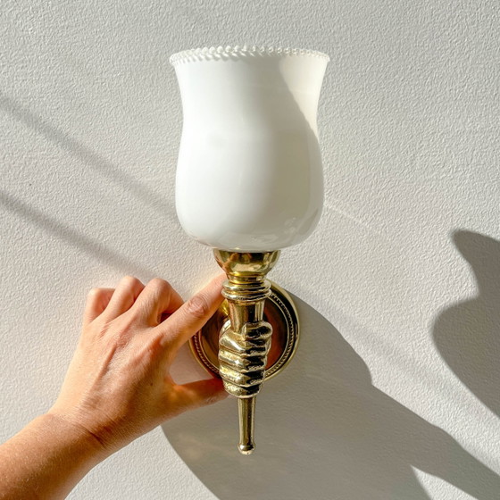 Coppia di applique vintage in ottone – Maison Jansen, anni '60 – Illuminazione (photo 7 of 10)
